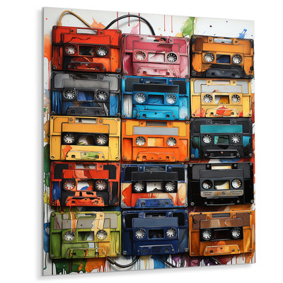 Cassette Tapes Nostalgic Grooves IV - Cassette Tapes, impression d'art mural en métal