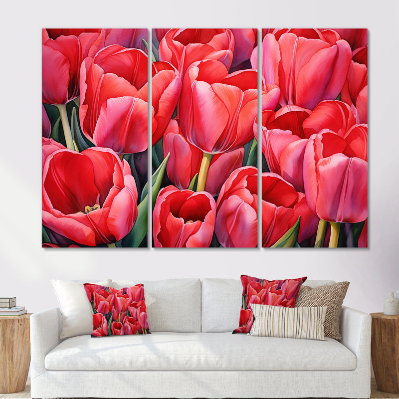Ensemble de salon Tulipes Tranquility I - Tulips Wall Art, H 28 po x l 36 po x P 1 po, Toile tendue
