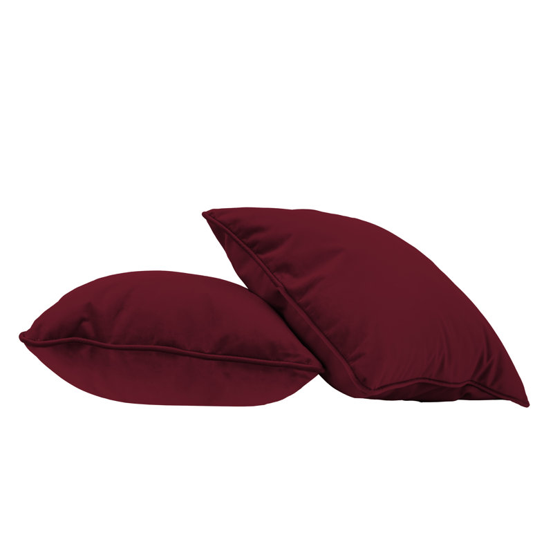 Rectangle Lumbar Microfiber Pillow with Piping, 2-pack, Square 18", Bordeaux