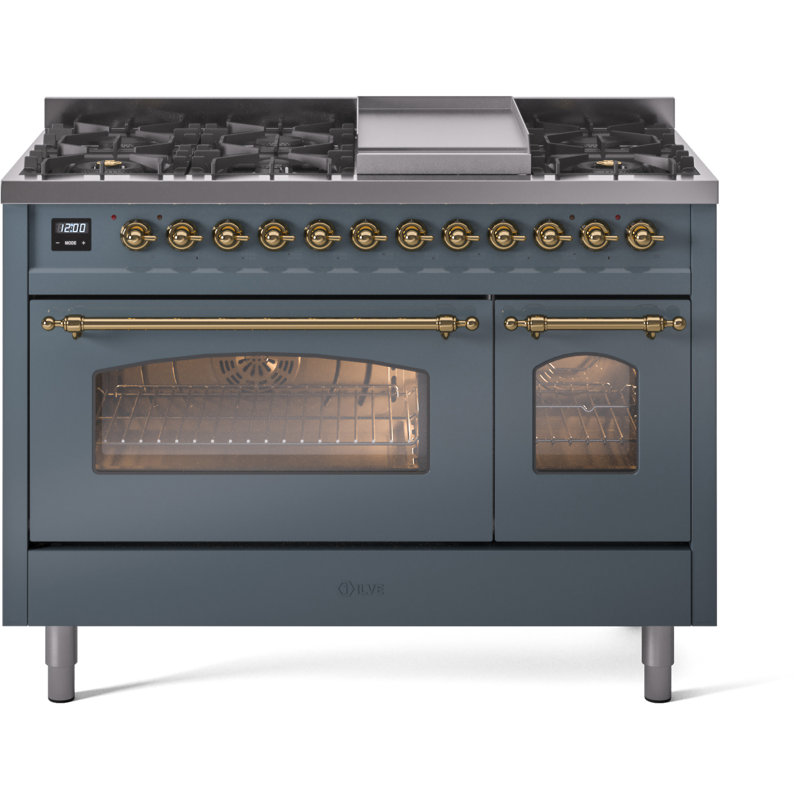 ILVE Nostalgie II 48 Dual Fuel Range , Blue/Gray/Brass, Natural Gas