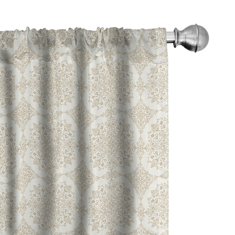 East Urban Home Traditional 4-Panel Curtains, Foliage Curlicues, Cream and Pale Brown, 56" W x 84" L