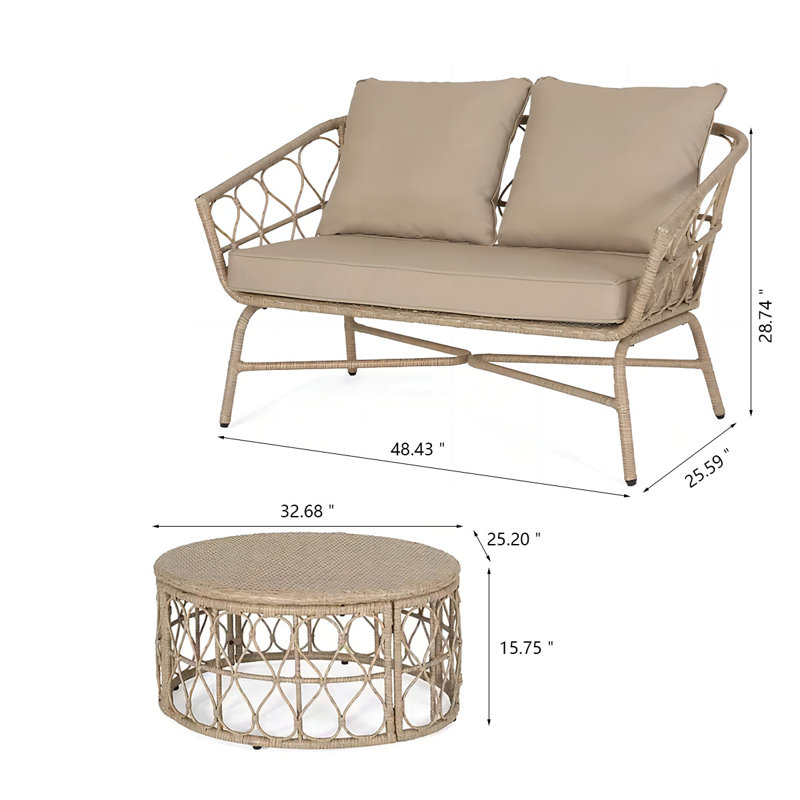 Ensemble de causeuse et table basse Raynette