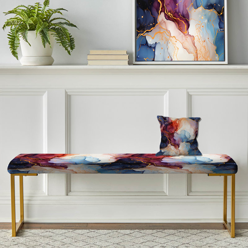 Banc rembourré rouge et bleu Marble Bliss - Marble Bliss