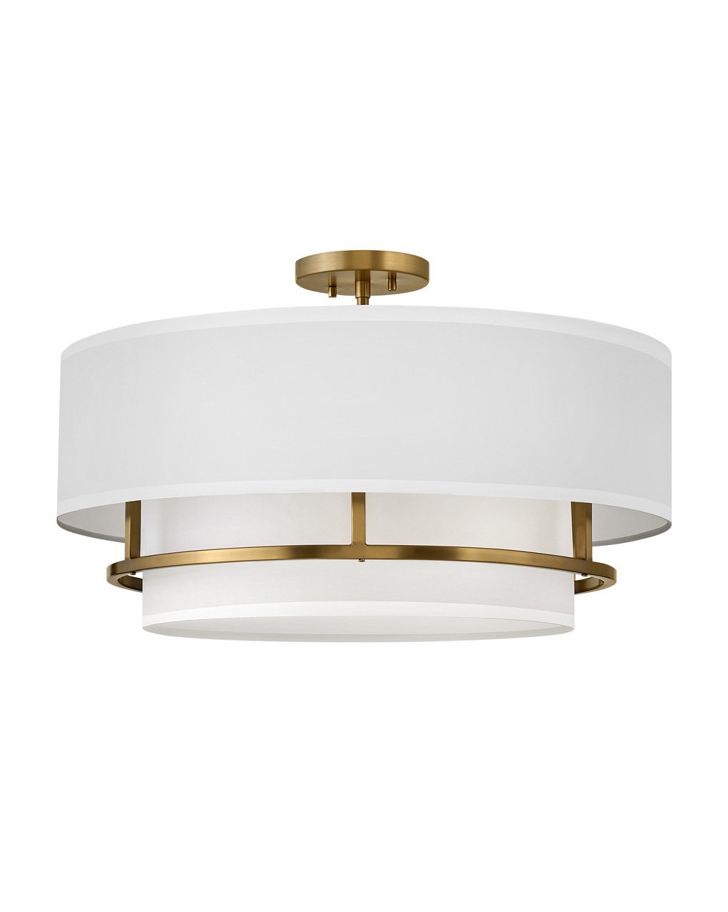 Graham Four-Light Semi-Flush Mount Ceiling Light w/ Faux Parchment Shades, Lacquered Brass