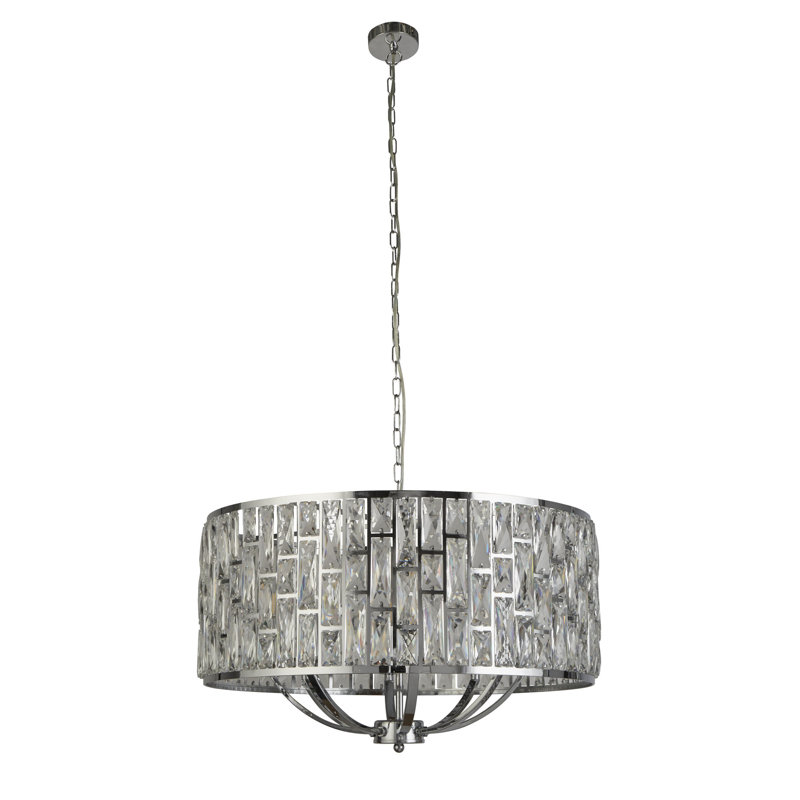 Magana 5 - Light Drum Chandelier, 8, Silver, 64cm W