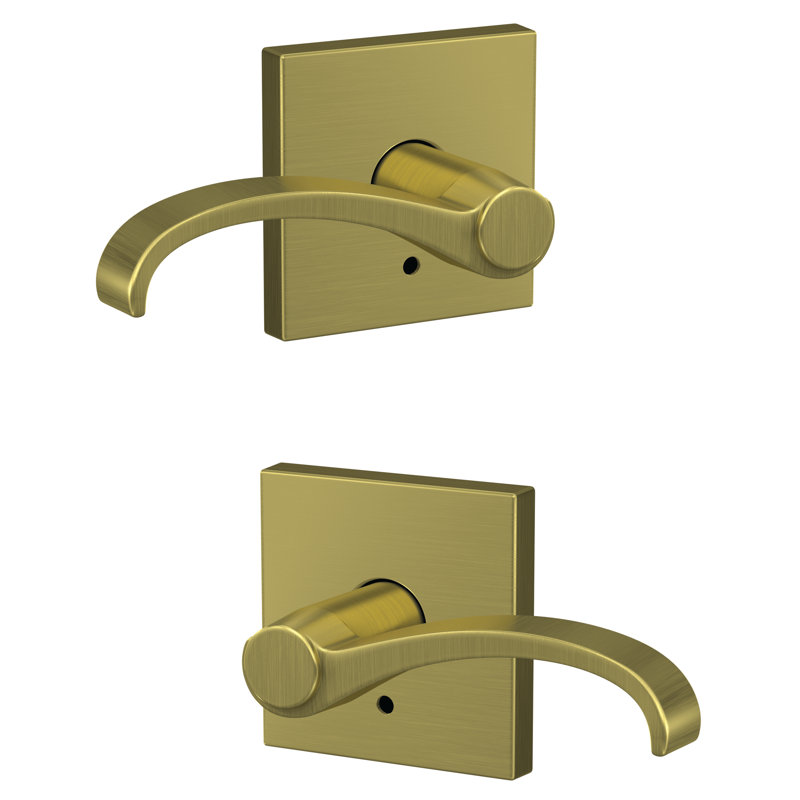 Custom Whitney Non-Turning Lever with Collins Trim, Satin Brass
