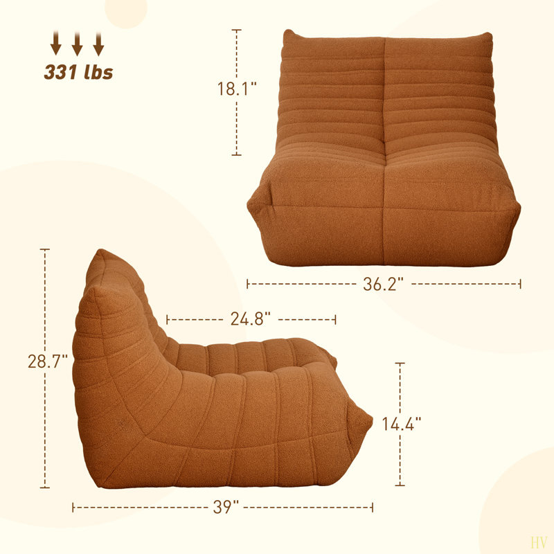Fauteuil à billes, canapé à billes avec mousse haute densité pour chambre à coucher, Brun