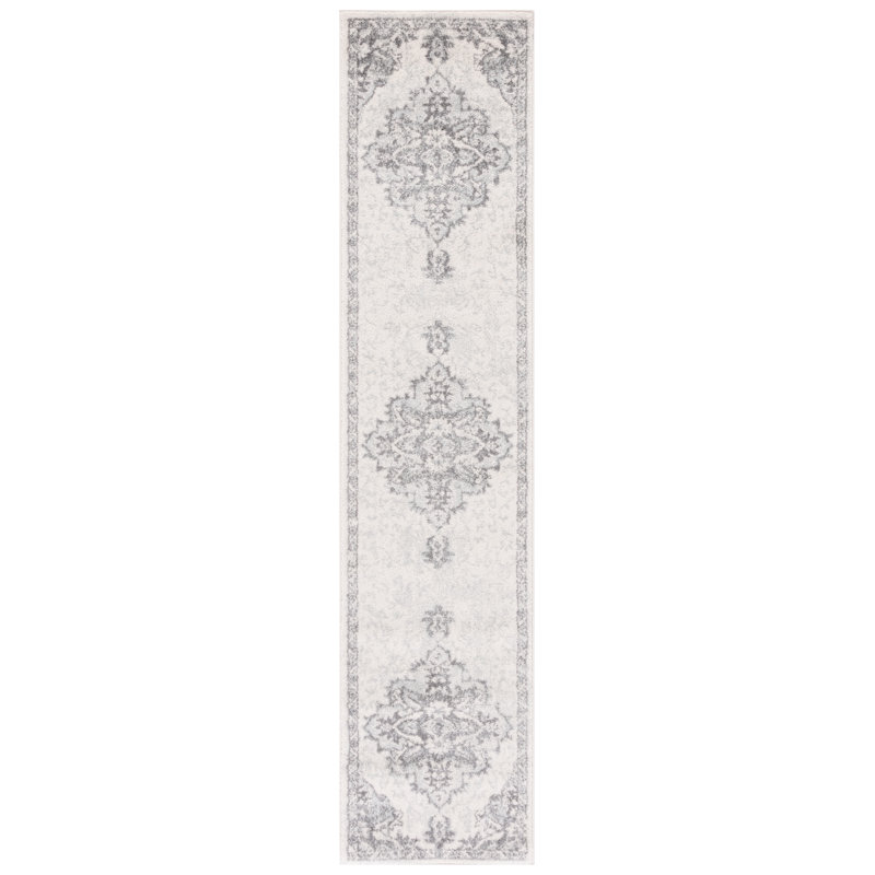 Tapis en ivoire / gris, Tapis de couloir 2 pi x 9 pi