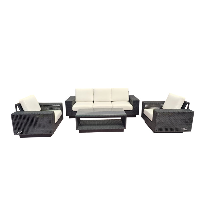 Ensemble de conversation d'extérieur 4 pièces avec chaises et coussins Sunbrella Aceline
