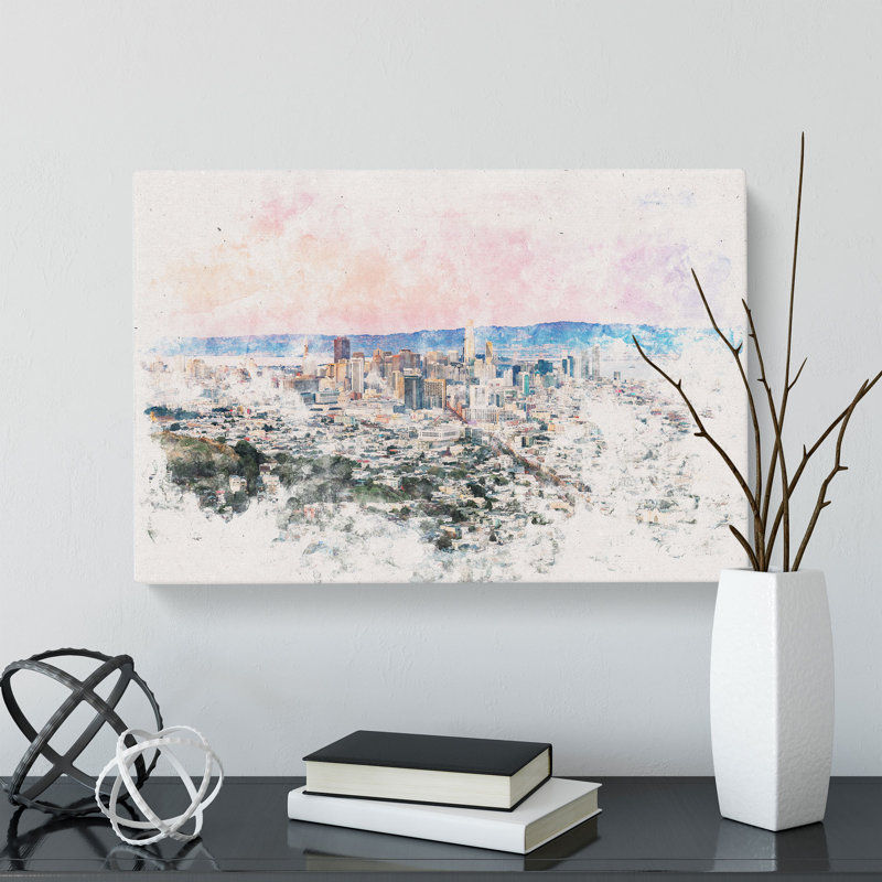 Evening Colours Of San Francisco - Wrapped Canvas Print, 50cm H x 76cm W x 3cm D