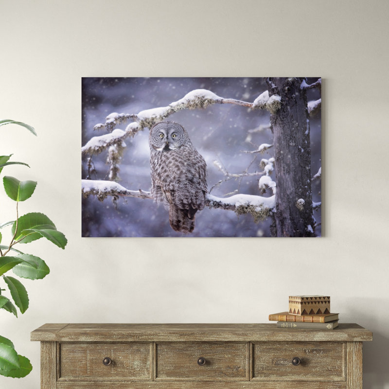 Hibou dans la neige III, H 32 po x l 48 po x P 1 po