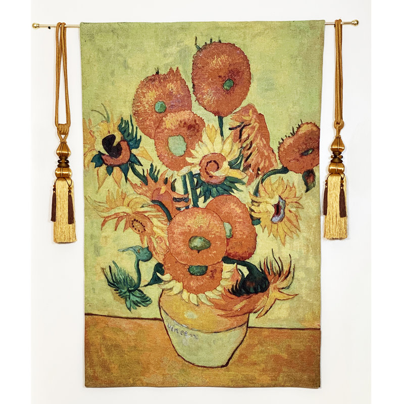 Suspension murale fleur gogh en coton van, H 55 po x l 37 po