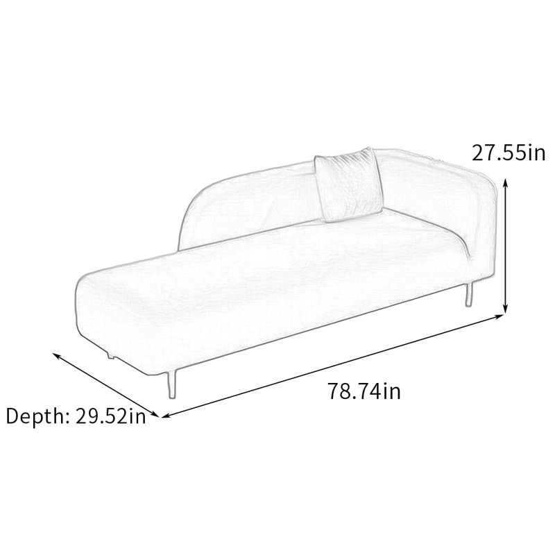 Chaise longue intérieure confortable: Chaise longue rembourrée avec cadre en bois massif, Accoudoir à droite (vu de face)