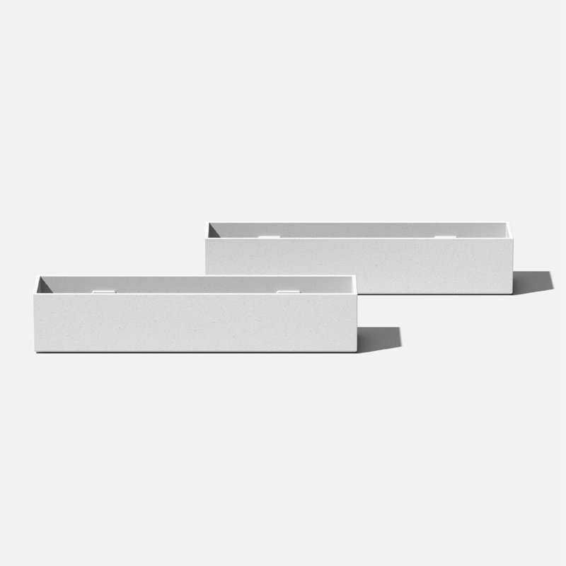 Boîte à fleurs en plastique Geo Series, Blanc, H 3 po x l 16 po x P 3,5 po, Ensemble de 2