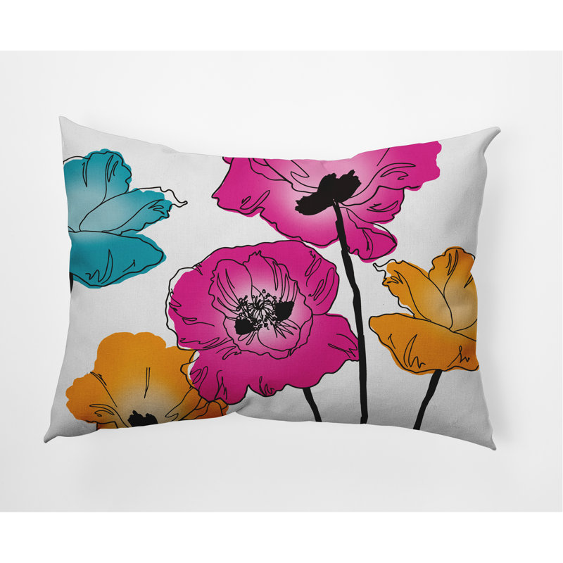 Coussin lombaire intérieur / extérieur Popping Poppies, Rose