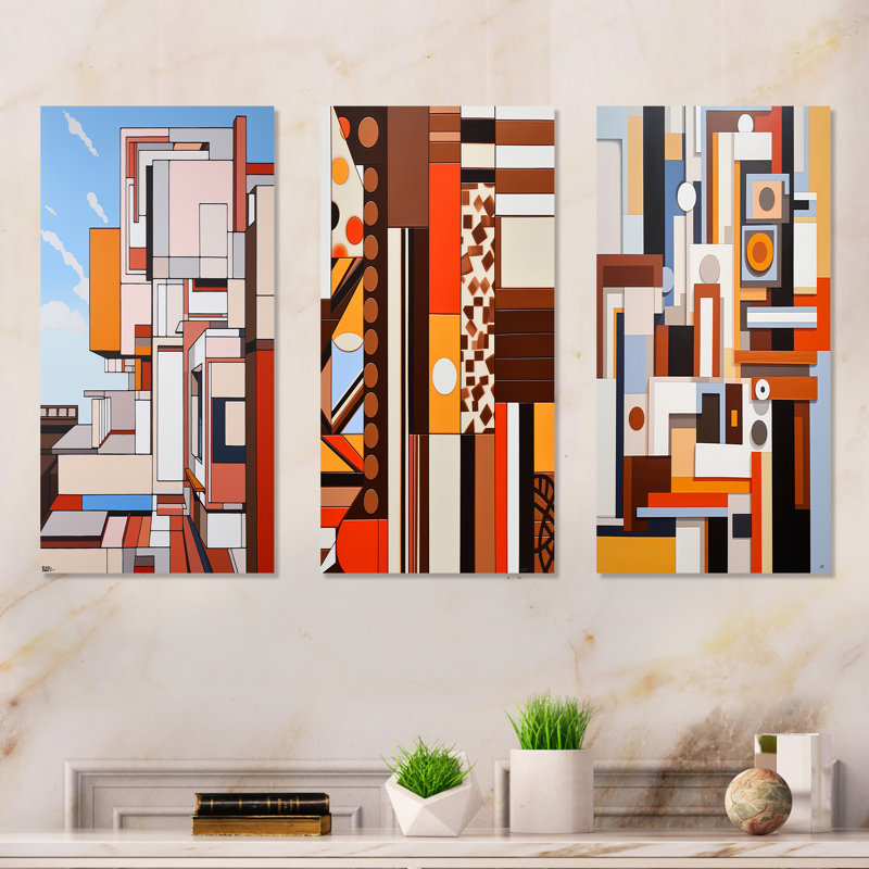 Cocoa Charm De Stijl paysage, H 28 po x l 36 po, Toile tendue