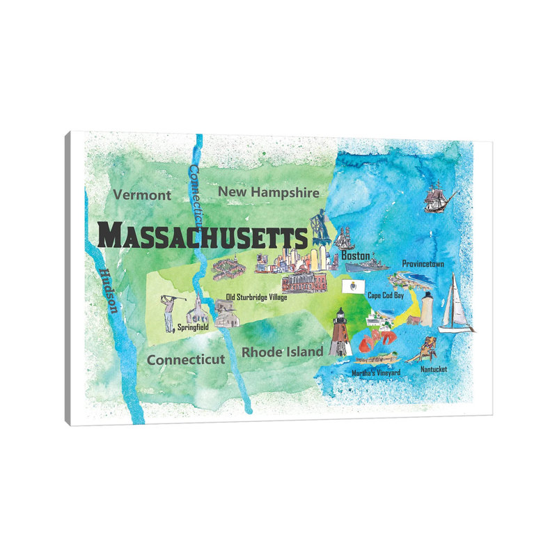 Massachusetts Travel 1 Piece Wrapped Canvas Wall Art, 152.5 cm H x 101.5 cm W