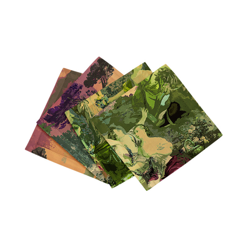 Cyprus Picnic Cotton Sateen Cocktail Napkins, Acid Green