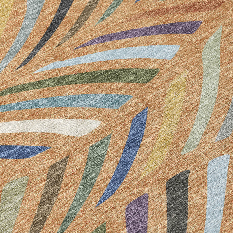 Machine Washable Indoor/Outdoor Chantille ACN2475 Mid-Century Modern Rug, 2'3" x 7'6" Runner, Copper