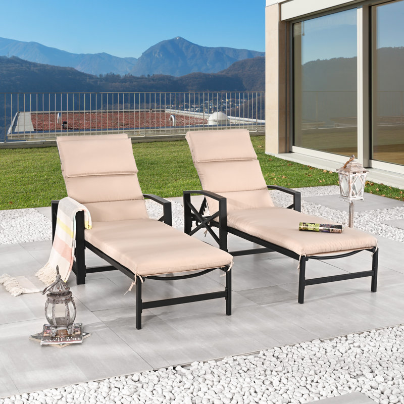 Speidel 75.4" Adjustable Outdoor Chaise Lounge Set with Cushions, Beige