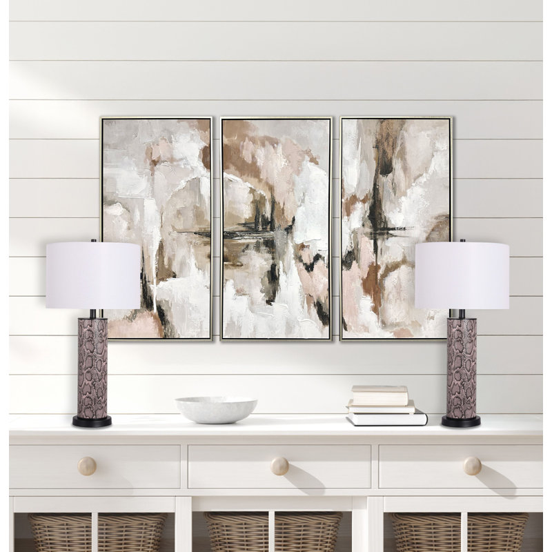 Lampe de table en faux cuir Serpent Elegance - peau de serpent - ensemble de 2