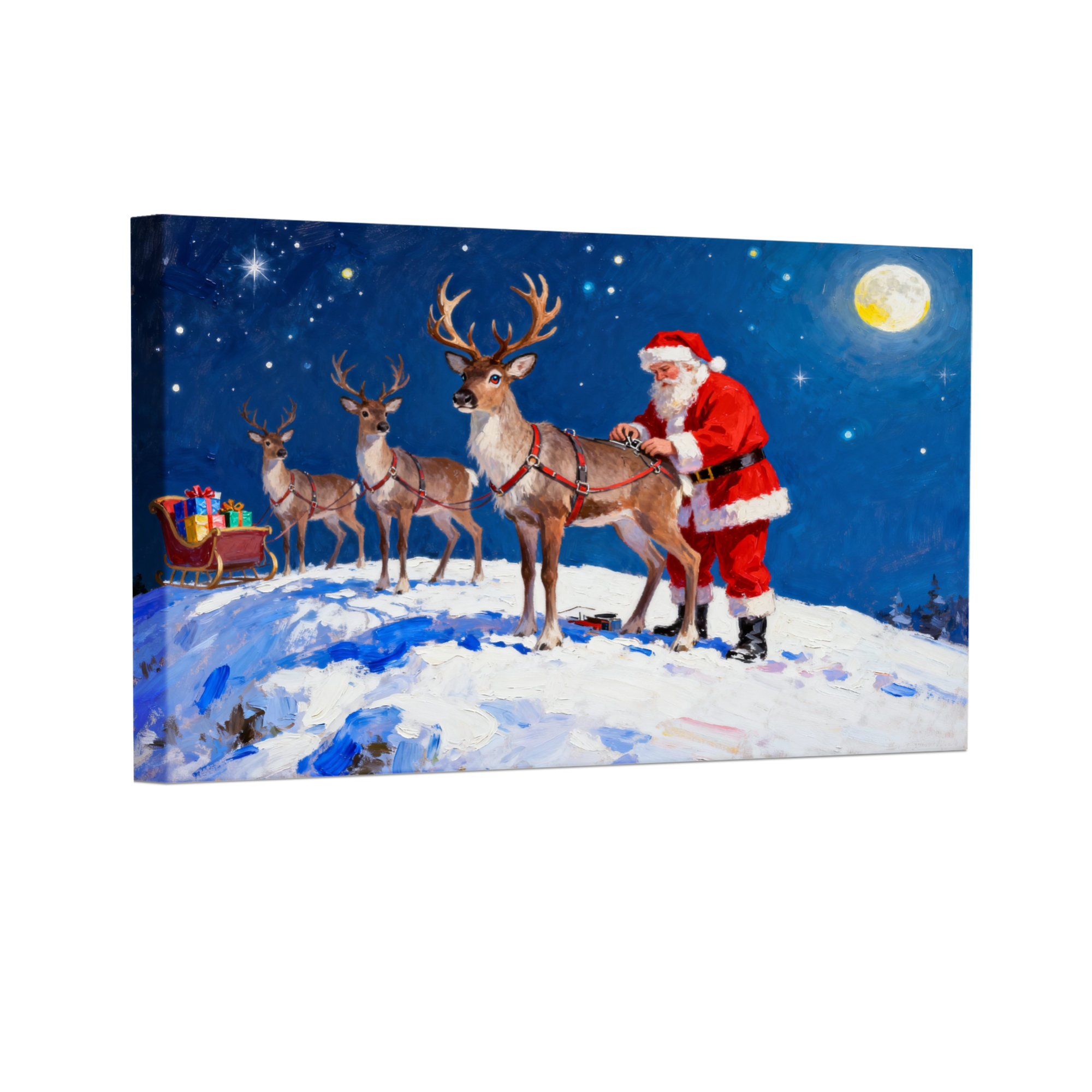 Charlton Home® Christmas Santa Claus With Reindeer And Sleigh Set of 3 ...