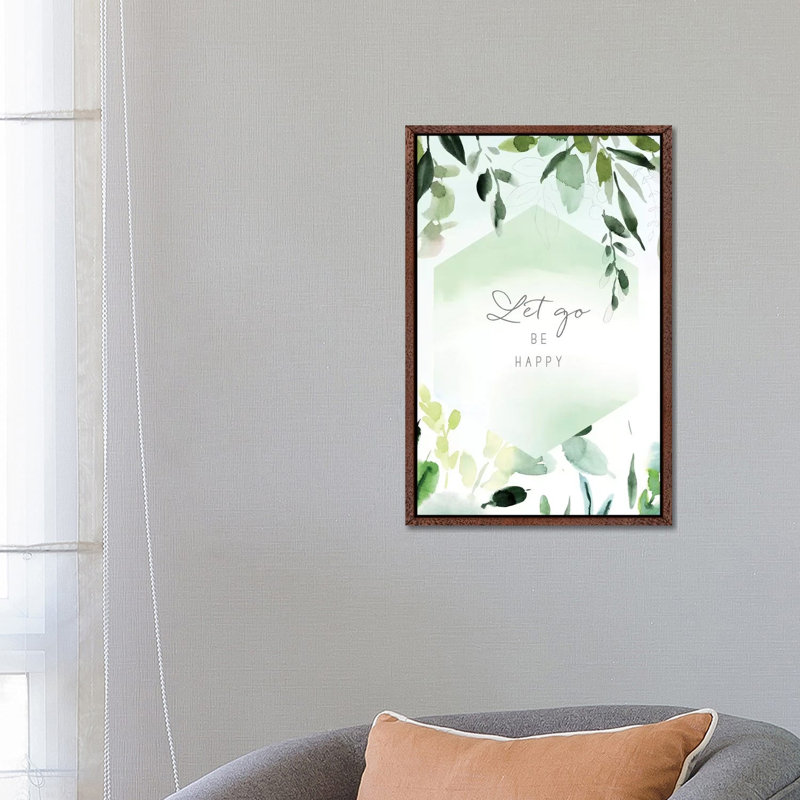 Let Go Be Happy by Stephanie Ryan - Painting on Canvas, Classic Brown Wood Floater Framed, 66.04cm H x 45.72cm W x 3.81cm D
