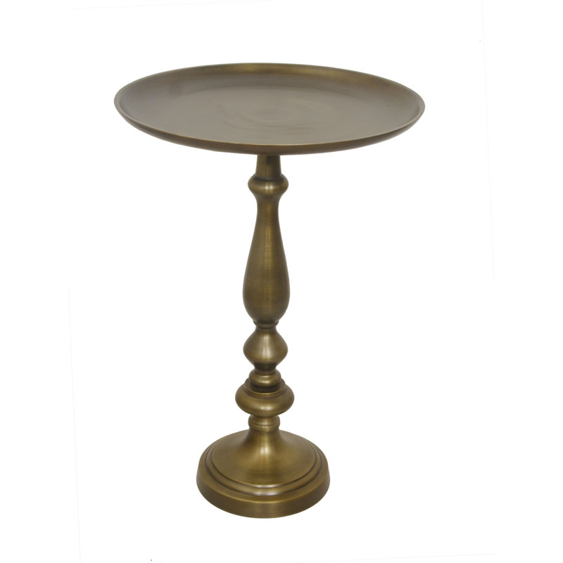 Ackermanville Tray Top Pedestal End Table, Antique Brass