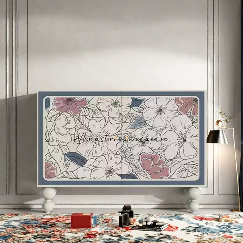 Modern  Light  Luxury Double Door Accent Cabinet, Ivory White
