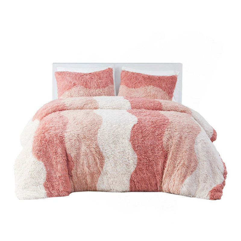 Ensemble d'édredon en fausse fourrure, Édredon simple + 1 taie décorative