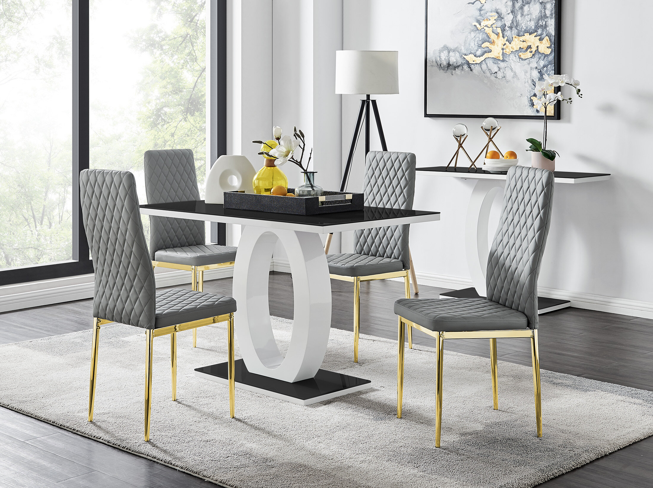 Four black best sale dining chairs