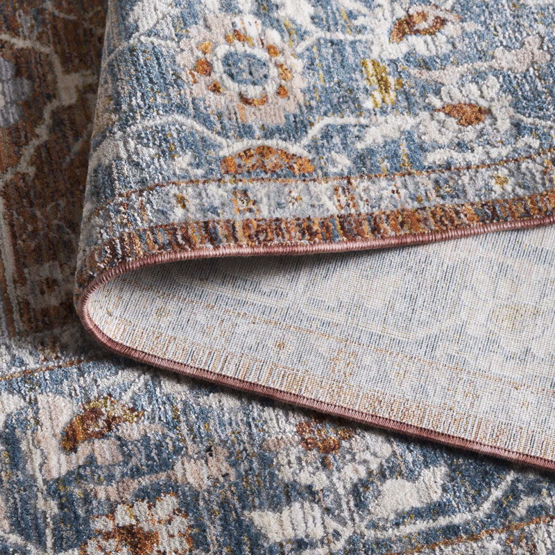 Tapis Heirloom 726 en rouille / bleu, Rectangle 5 pi 3 po x 7 pi 6 po