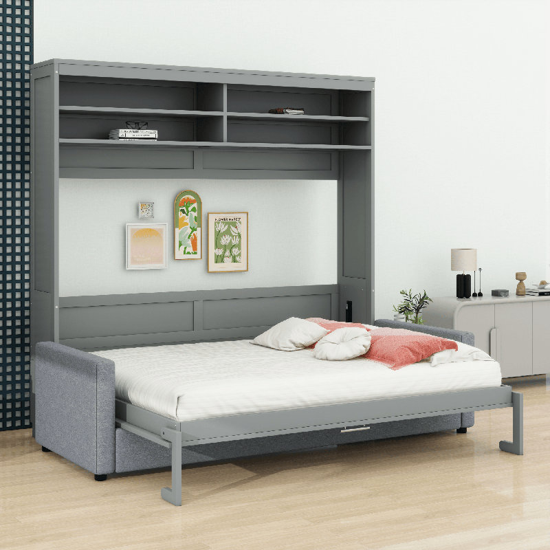 Murphy Bed Wall Bed With Sofa, Gray