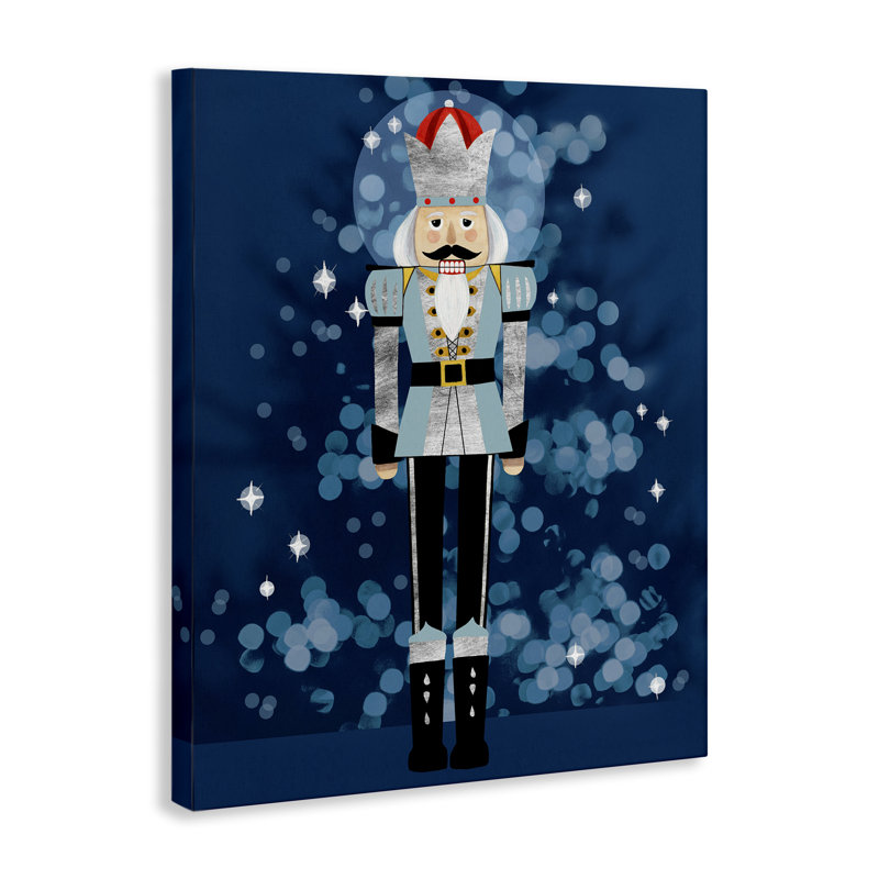 Blue Holiday Nutcracker Canvas Wall Art by Grace Popp, 30" H x 24" W