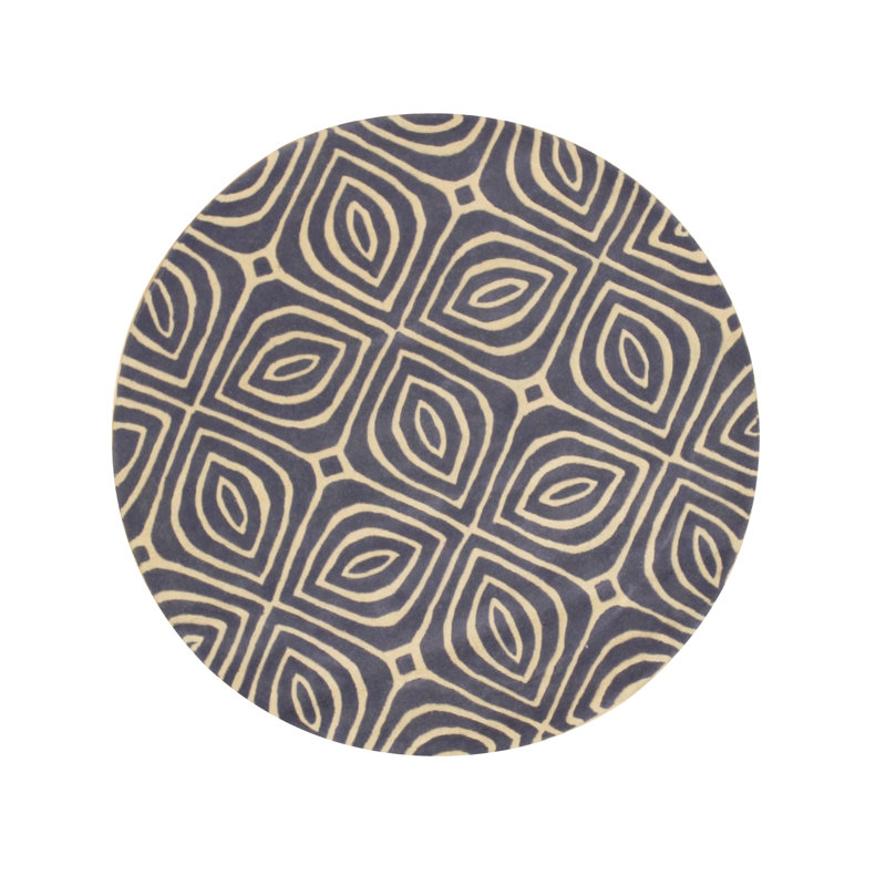 Tapis bleu en laine touffeté à la main Corrigan, Rond 6 pi