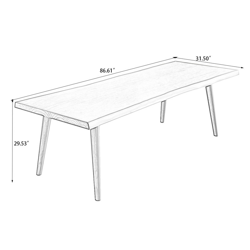 Brown Rectangular Solid Wood Dining Table, 29.53"H x 86.61"L x 31.5"W
