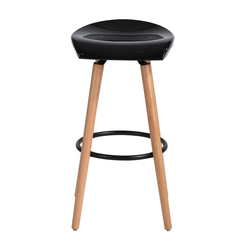Aireen Counter Stool with Solid Wood Frame, Black