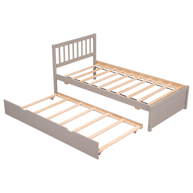 Bed Frame with Trundle,Platform Bed,Beds, Grey