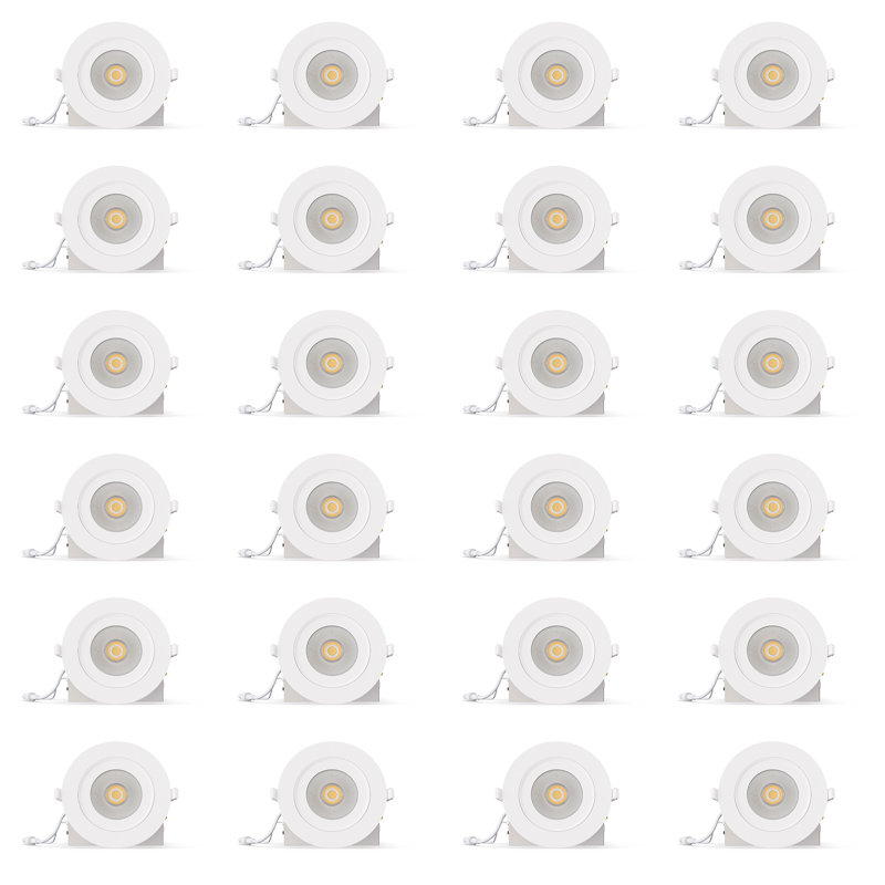 Luminaire encastré 4 "à DEL à cardan de 4 degrés (ensemble de 24), 12 W, 5 CCT sélectionnable, intensité réglable Triac
