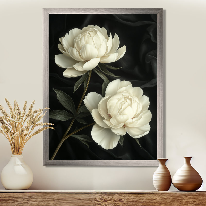 Barris - Floral Wall Art, Argent argent, H 32 po x l 24 po, Reproduction encadrée d'une seule photo