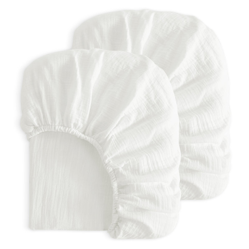 Ensemble de 2 draps-housse pour lit de bébé en mousseline de coton, housse de matelas pour tout-petit ultra doux et respirant