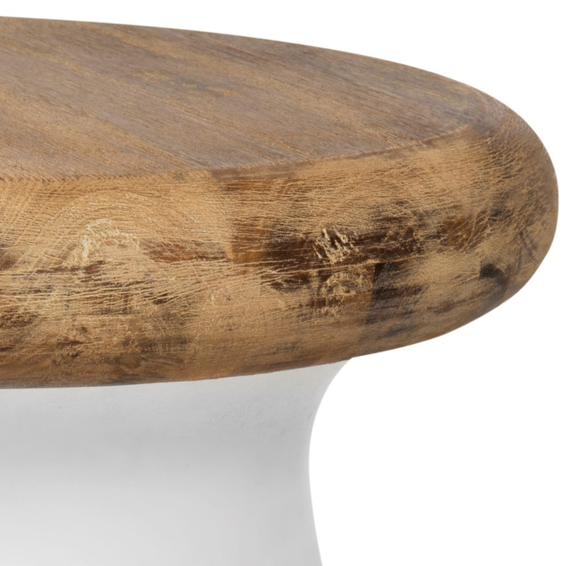 Kaziya Solid Wood Top End Table, Ivory
