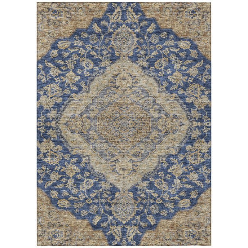 Celia Blue Washable Indoor-Outdoor Rug - , 9' x 12'