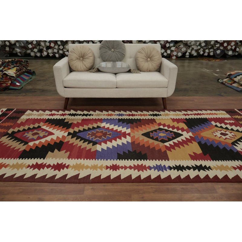 Tapis kilim Southwest Style 5 x 12 avec motifs géométriques audacieux