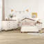 Ensemble de chambre à coucher 3 pièces avec lit plateforme simple avec table de chevet et commode, gris-107130635