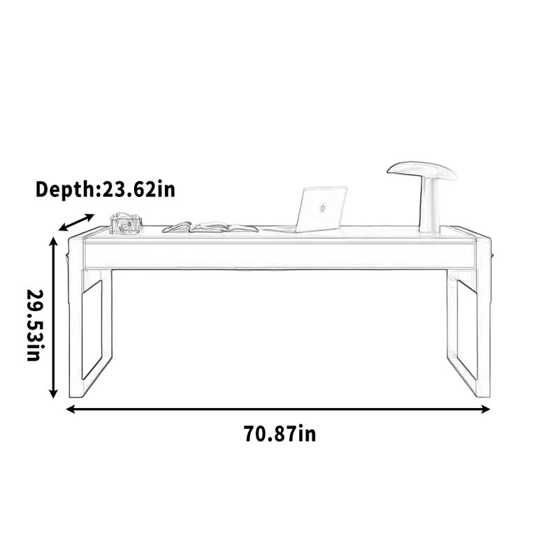 Bureau pour bureau à domicile et bureau avec tiroir de rangement, H 29,53 po x l 70,87 po x P 23,62 po
