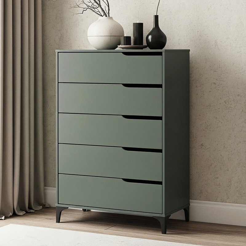 Commode 5 tiroirs Norcross, Vert