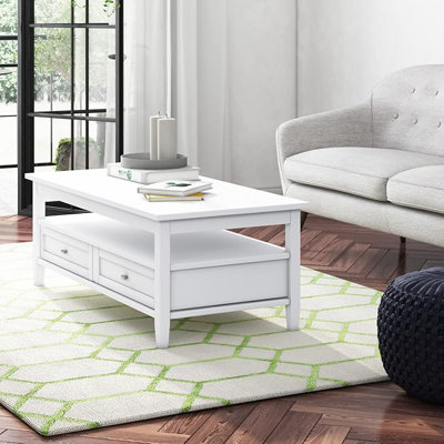  Warm Shaker Solid Wood Wide Transitional Coffee Table