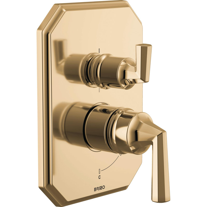 Beauclere™ Pressure Balance Valve With Integrated 6-Function Diverter Trim, Brilliance Polished Gold, Lever Handle