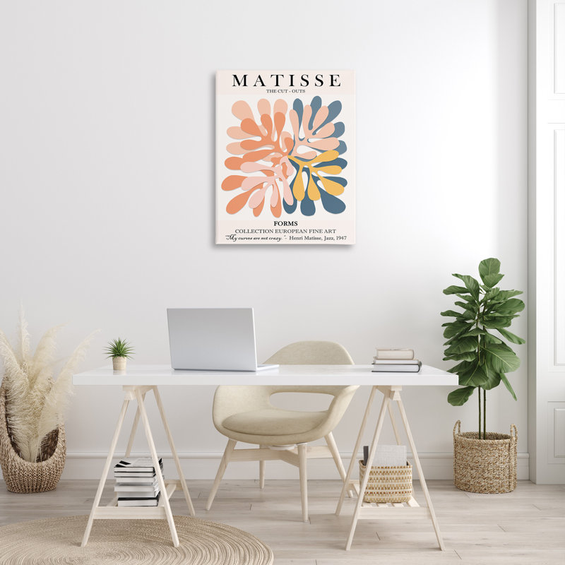 Matisse classique, peinture, découpage, formes, abstrait traditionnel - impression d'art graphique, H 40 po x l 30 po